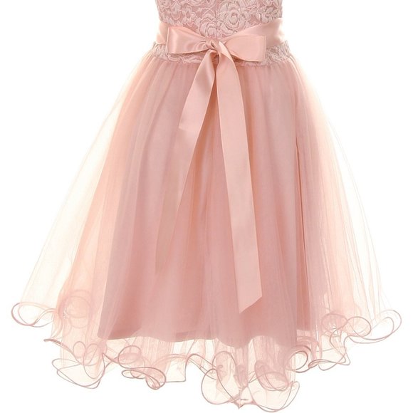 Big Girls Dress Lace Flower Girl Dress Floral First Communion Wedding party New - Picture 4 of 5